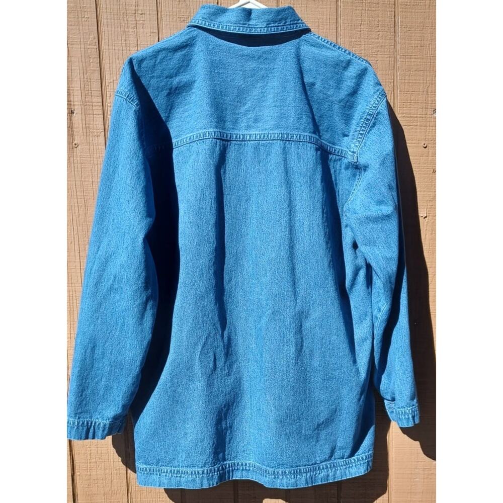 Blue Denim Chore Jacket Medium Cotton Utility Barn Coat Four Pockets - Picture 3 of 7